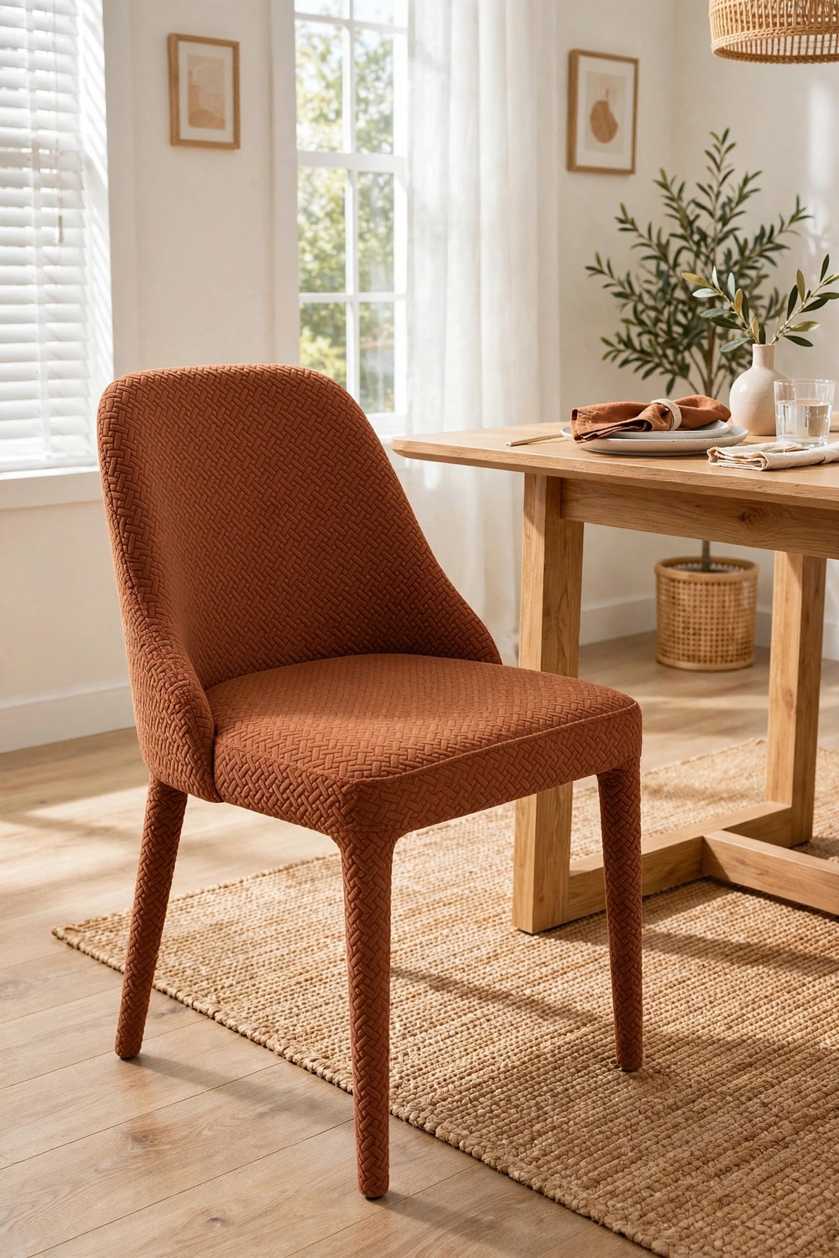 Jacquard Dining Chair Cover - Copper Brown Color
