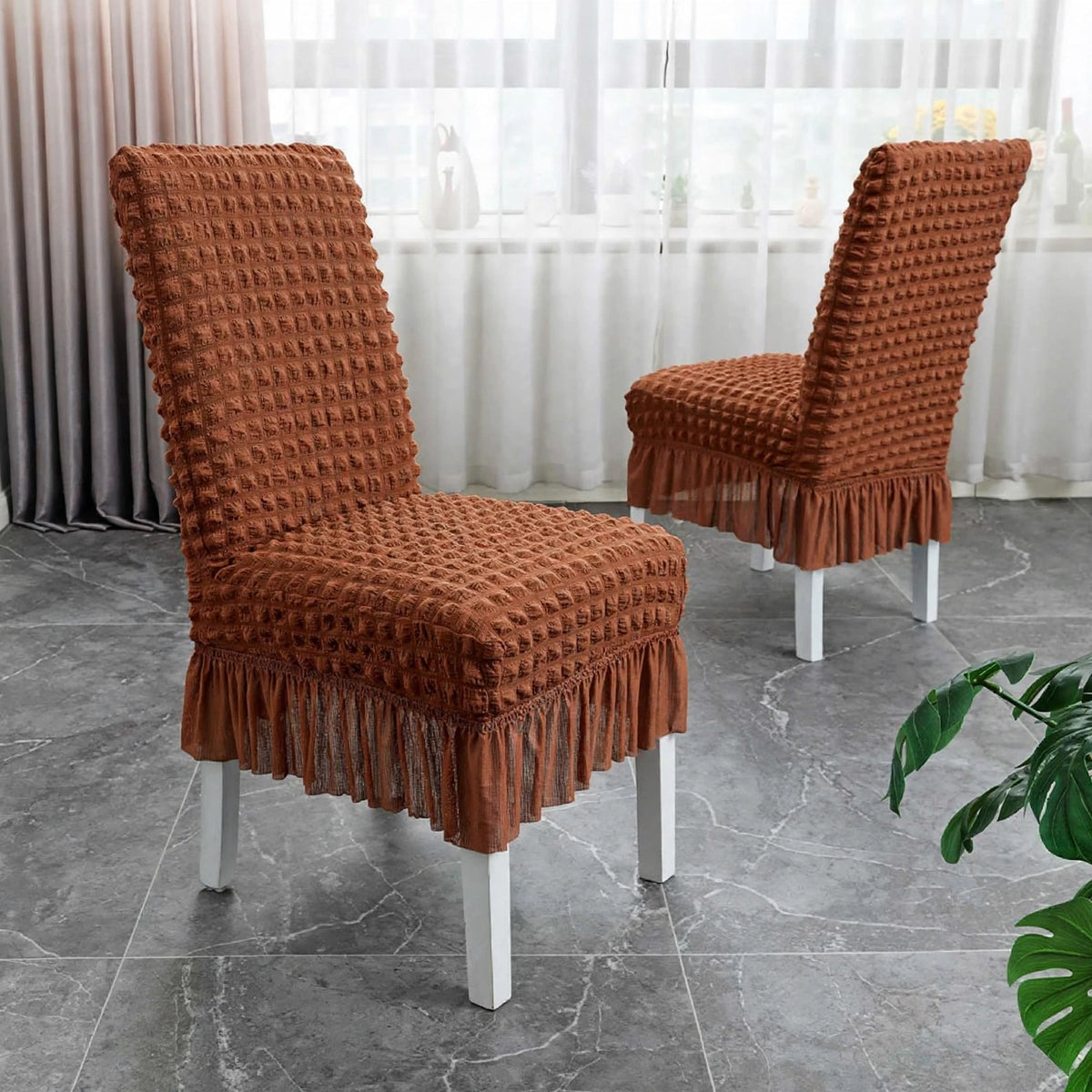 Bubble Frill Dining Chairs - Copper Brown Color