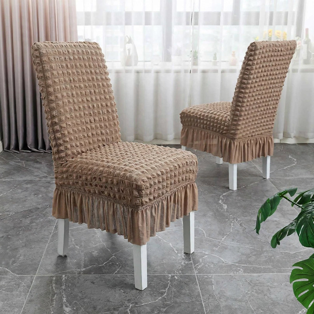 Bubble Frill Dining Chairs - Fawn Color