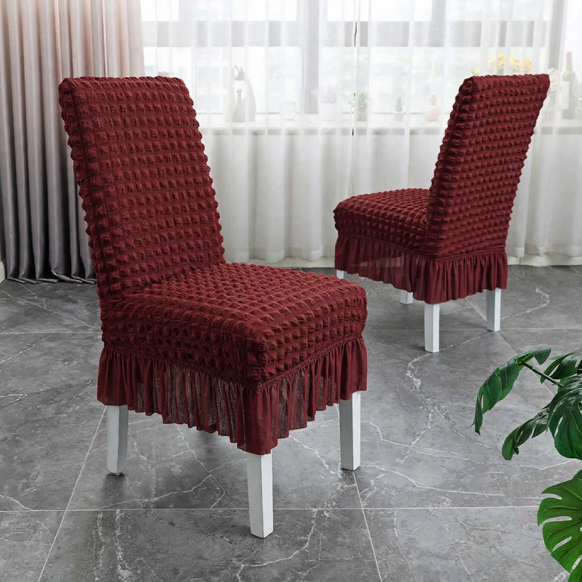 Bubble Frill Dining Chairs - Maroon Color