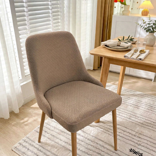 Jacquard Dining Chair Cover - Beige Color