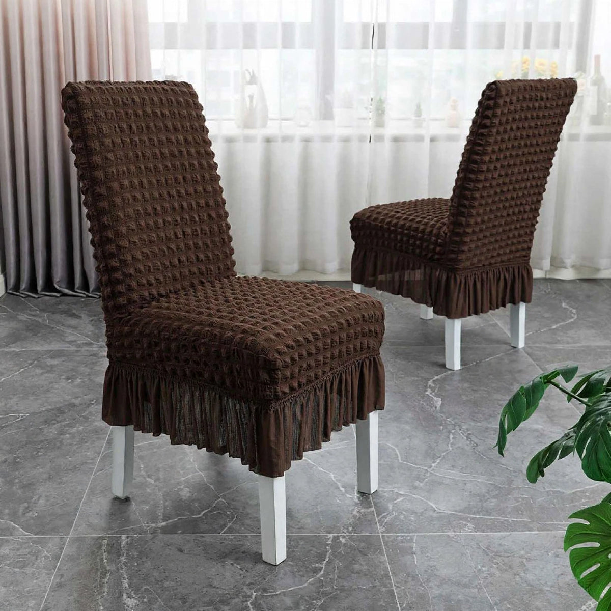 Bubble Frill Dining Chairs -   Brown Color