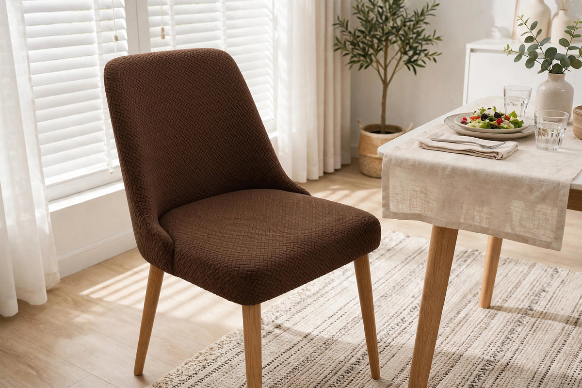 Jacquard Dining Chair Cover - Brown Color
