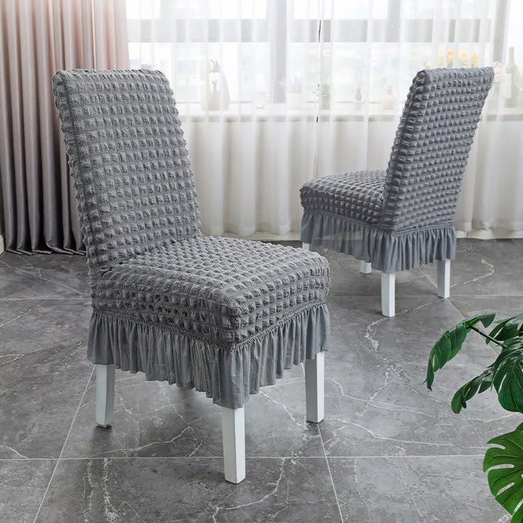 Bubble Frill Dining Chairs -   Grey  Color