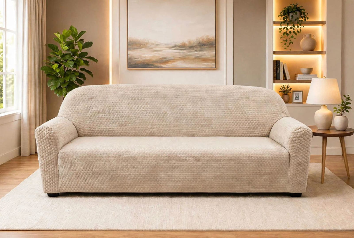 BUTTERFLY FABRIC SOFA COVER - BEIGE