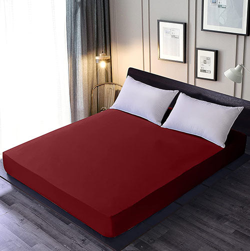 Premium Waterproof Mattress Cover - Color Maroon