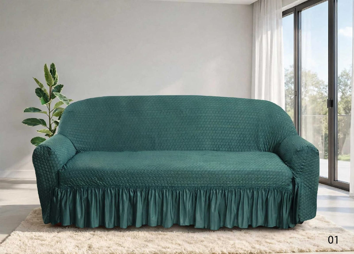 BUTTERFLY TURKISH FRILL SOFA COVER - ZINC
