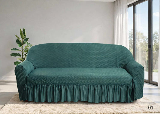 BUTTERFLY TURKISH FRILL SOFA COVER - ZINC
