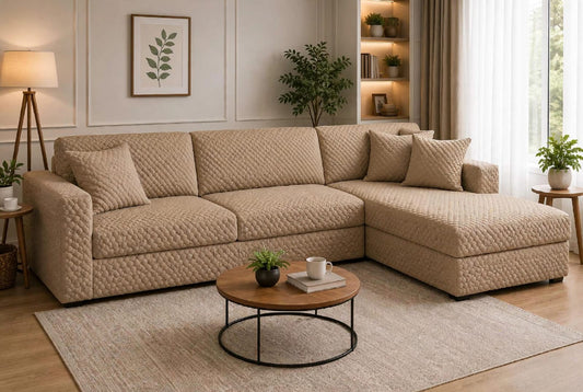 BUTTERFLY L-SHAPE SOFA COVER - BEIGE