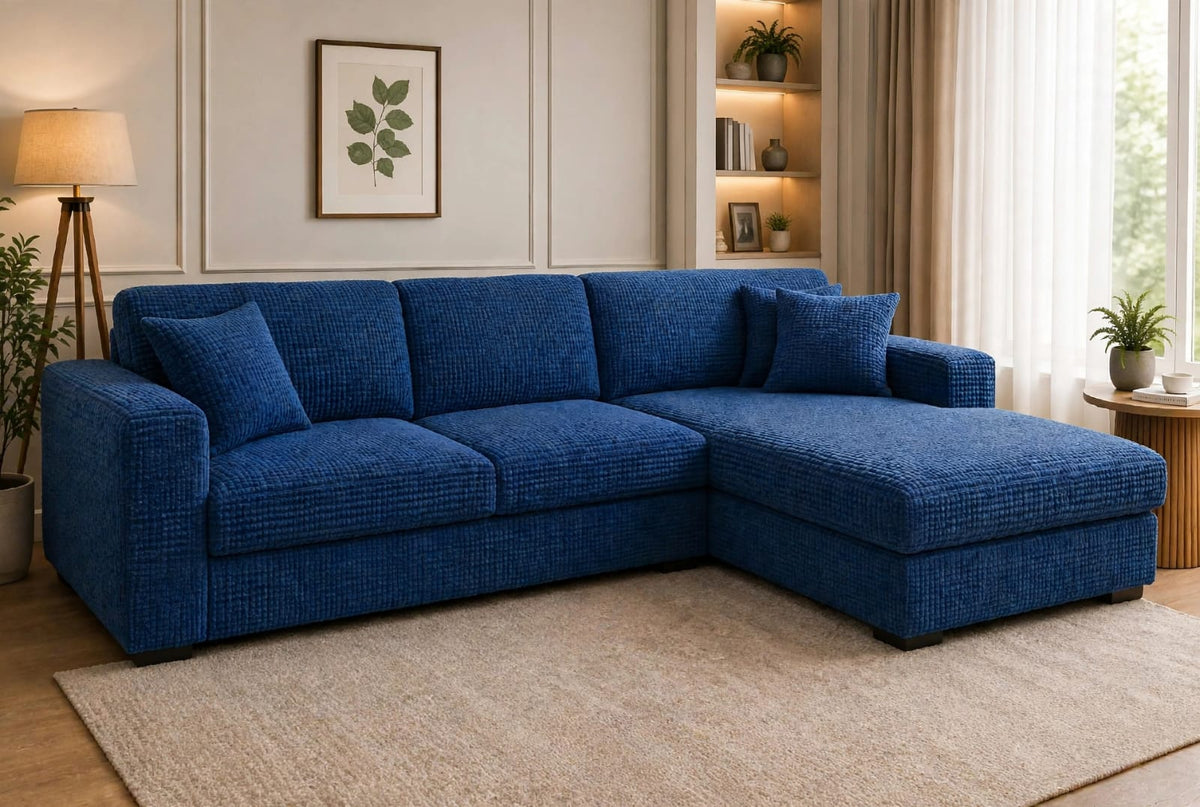 BUBBLE L-SHAPE SOFA COVER - BLUE