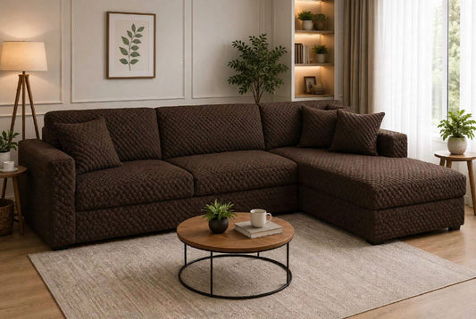 BUTTERFLY L-SHAPE SOFA COVER - BROWN