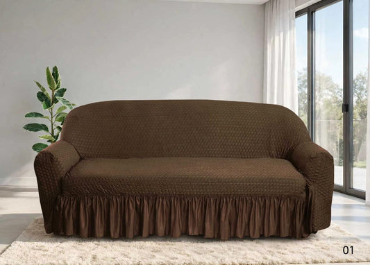 BUTTERFLY TURKISH FRILL SOFA COVER - BROWN