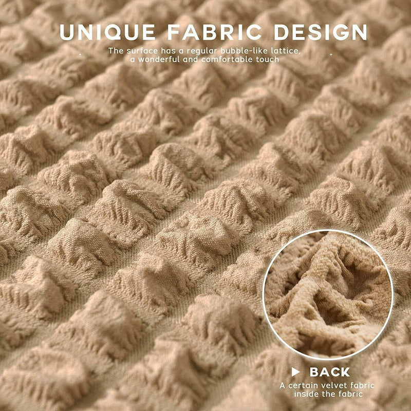 BUBBLE FRILL SOFA COVER - DARK FAWN