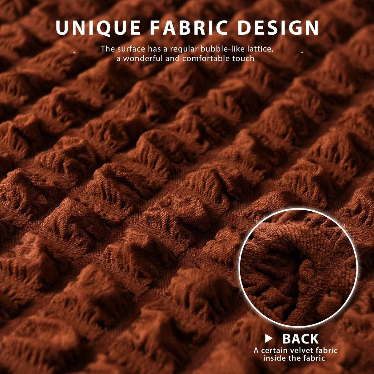 BUBBLE FRILL SOFA COVER - COPPER BROWN