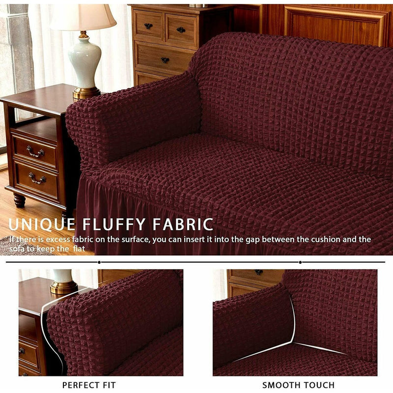 BUBBLE FRILL SOFA COVER - MAROON