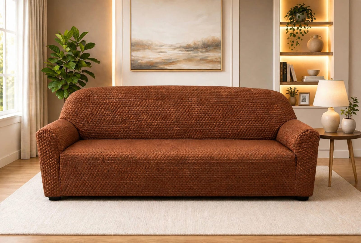 BUTTERFLY FABRIC SOFA COVER - COPPER BROWN