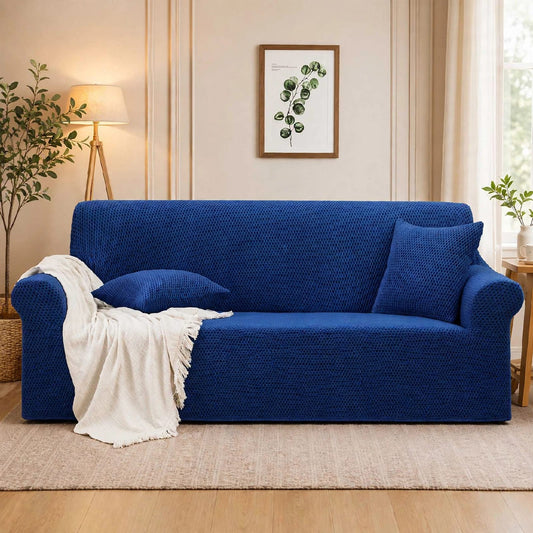 MICRO MASH FABRIC SOFA COVER - BLUE