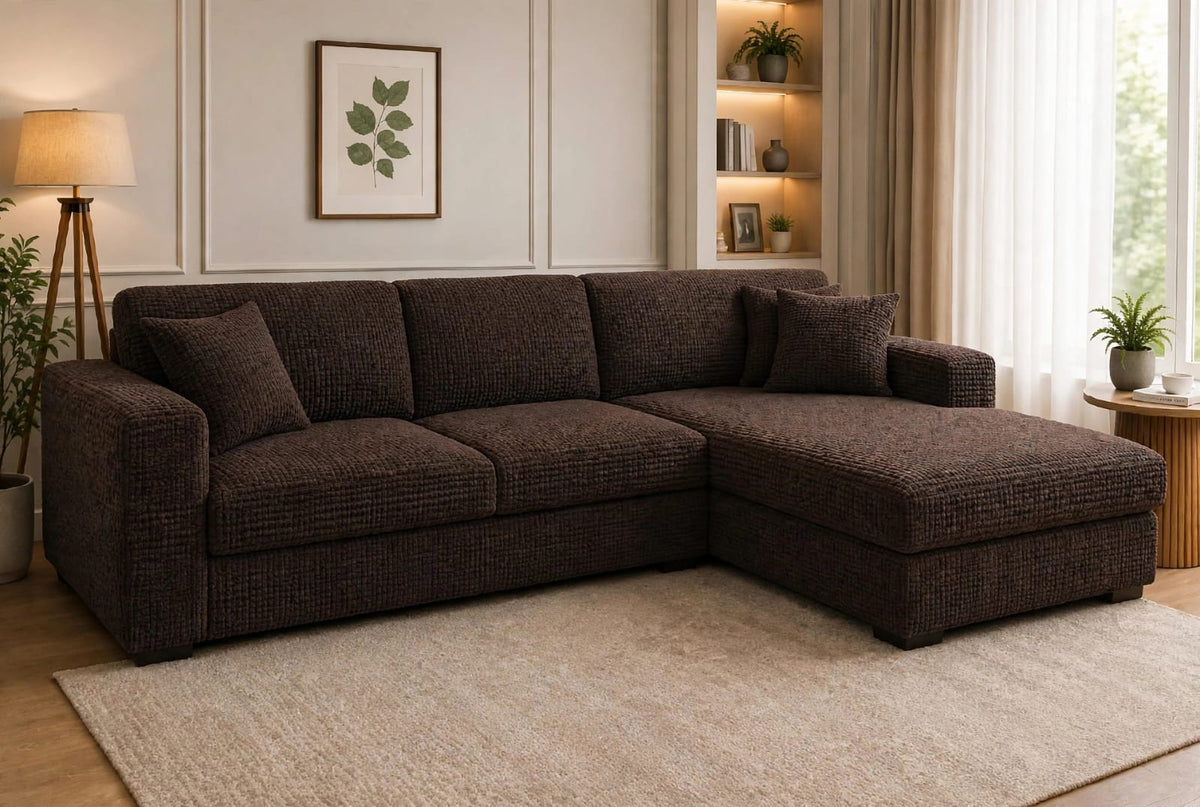 BUBBLE L-SHAPE SOFA COVER - DARK BROWN