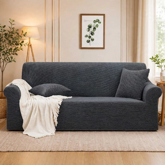 MICRO MASH FABRIC SOFA COVER - DARK GREY