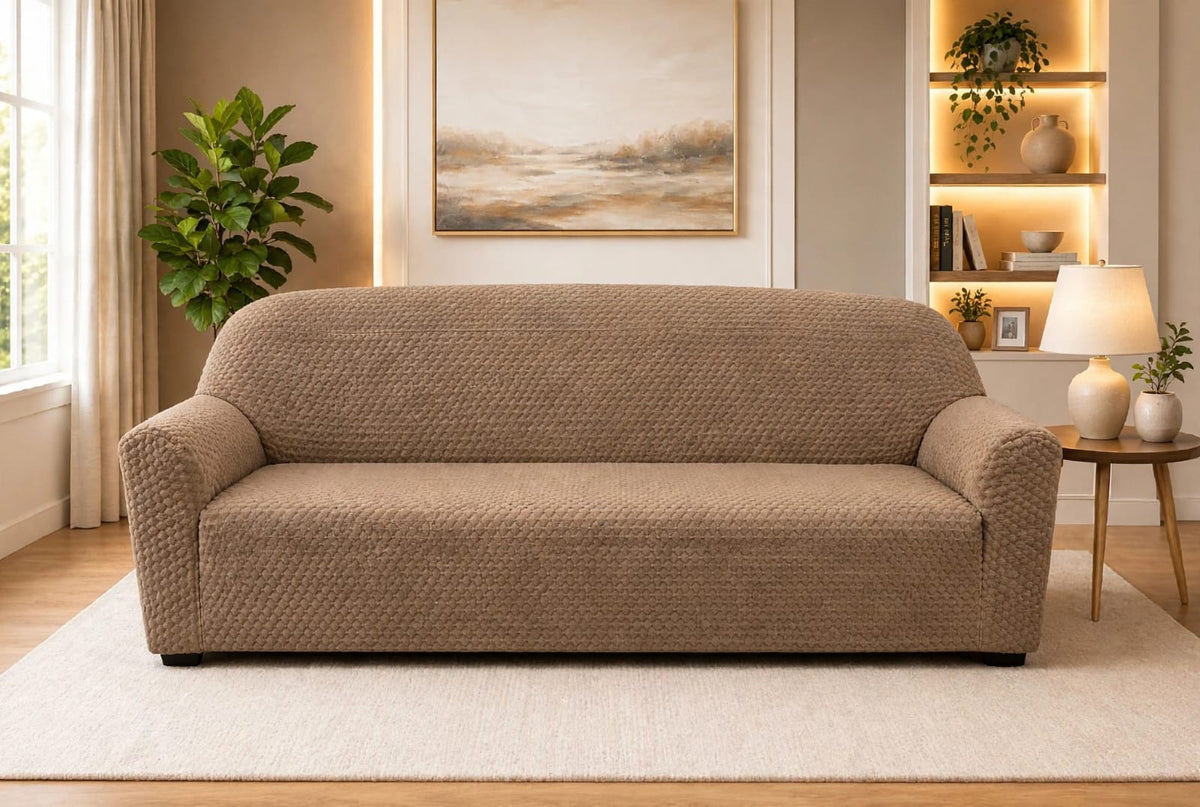BUTTERFLY FABRIC SOFA COVER - FAWN