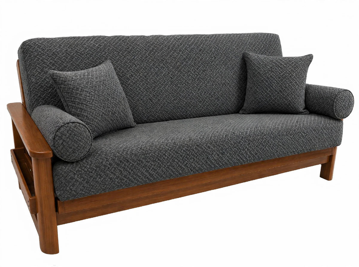 JACQUARD WOODEN SOFA COVER - GREY