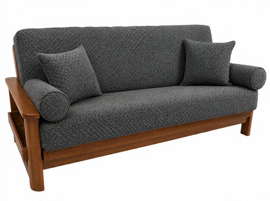 JACQUARD WOODEN SOFA COVER - GREY