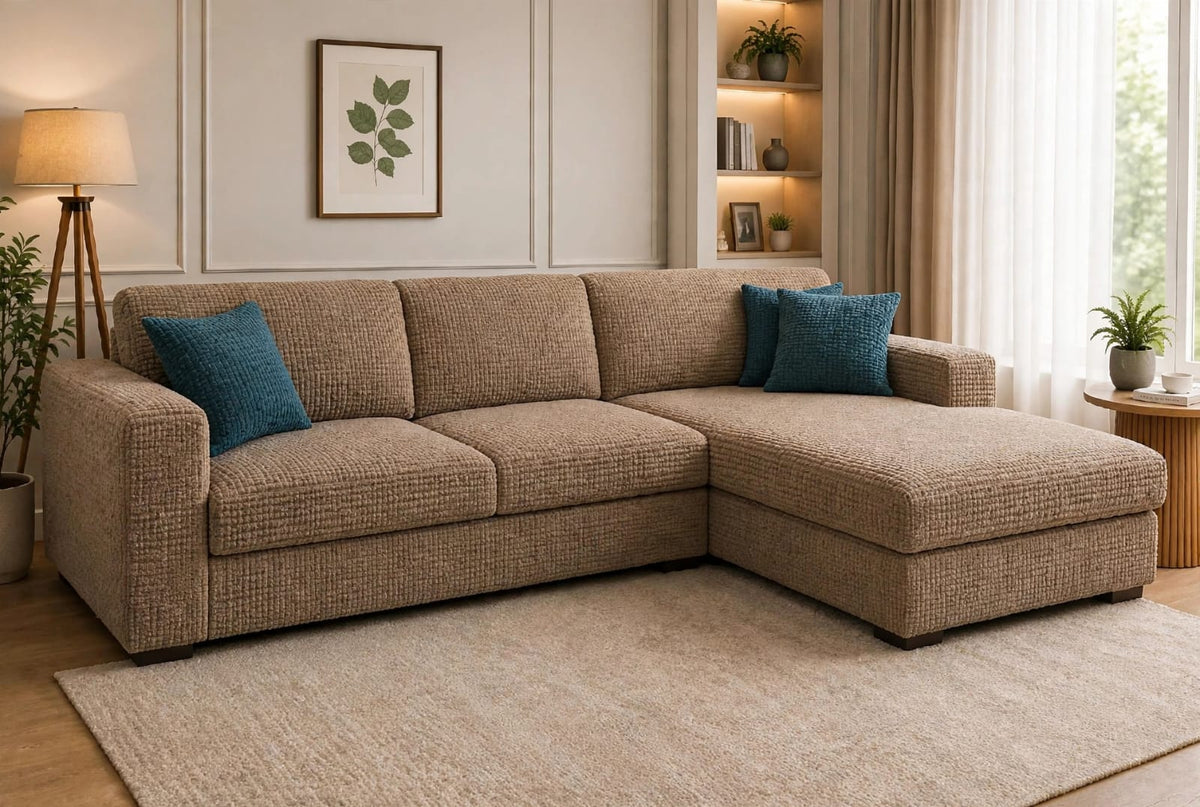 BUBBLE L-SHAPE SOFA COVER - FAWN