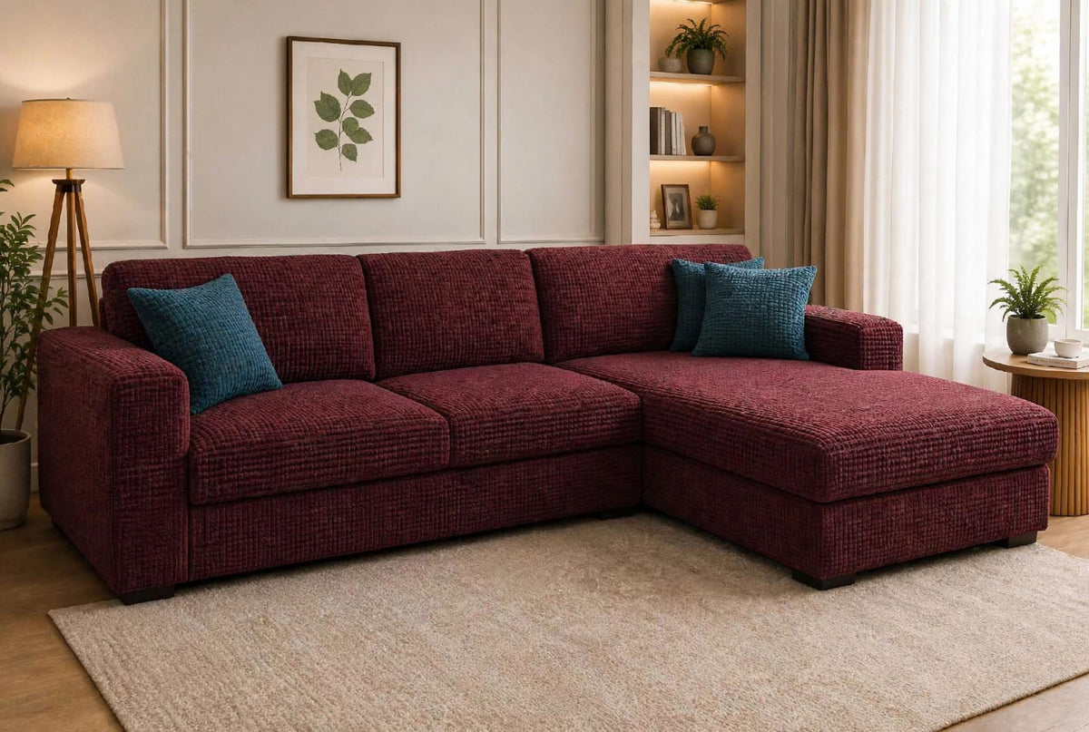 BUBBLE L-SHAPE SOFA COVER - MAROON