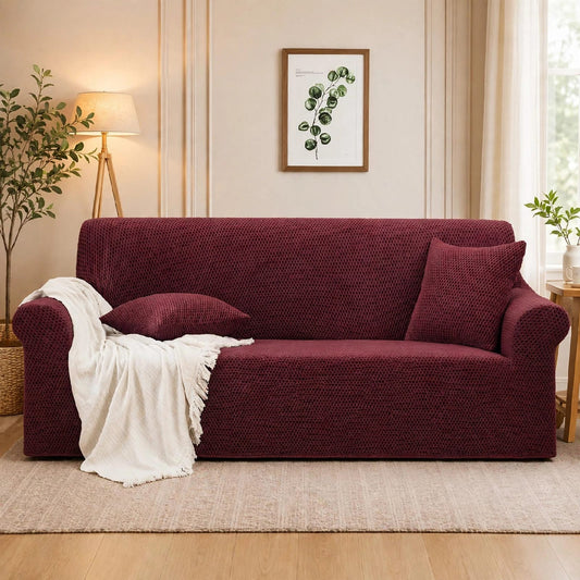 MICRO MASH FABRIC SOFA COVER - MAROON