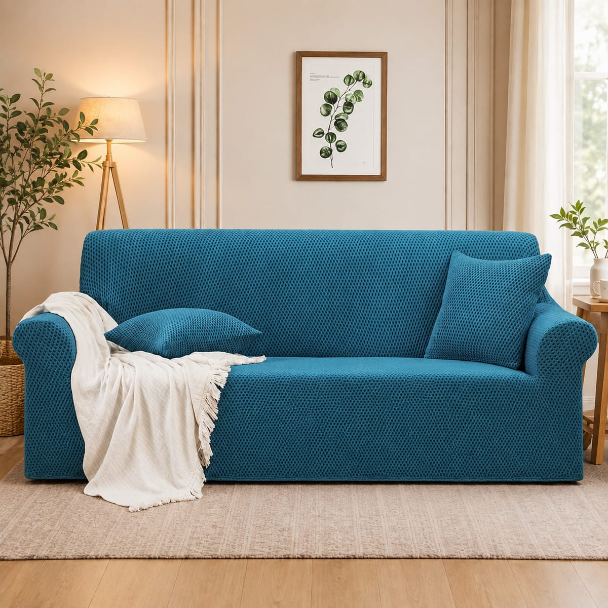 MICRO MASH FABRIC SOFA COVER - ZINC