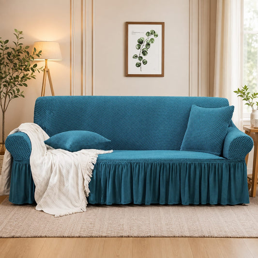 MICRO TURKISH FRILL  SOFA COVER - ZINC
