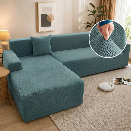 JACQUARD L-SHAPE SOFA COVER - ZINC