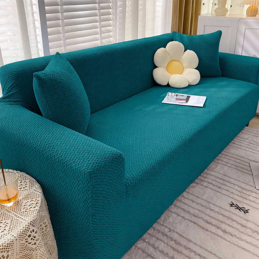 JACQUARD STRIP FABRIC SOFA COVER - ZINC