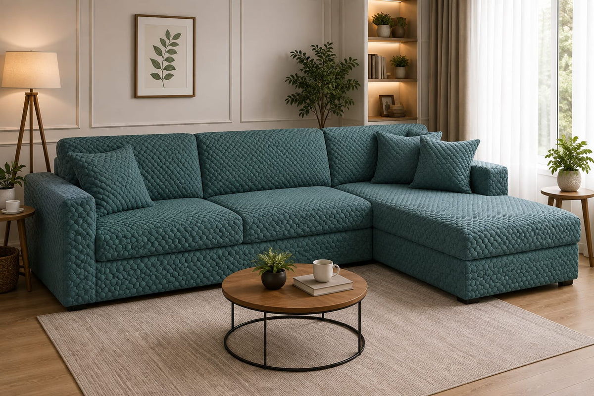 BUTTERFLY L-SHAPE SOFA COVER - ZINC